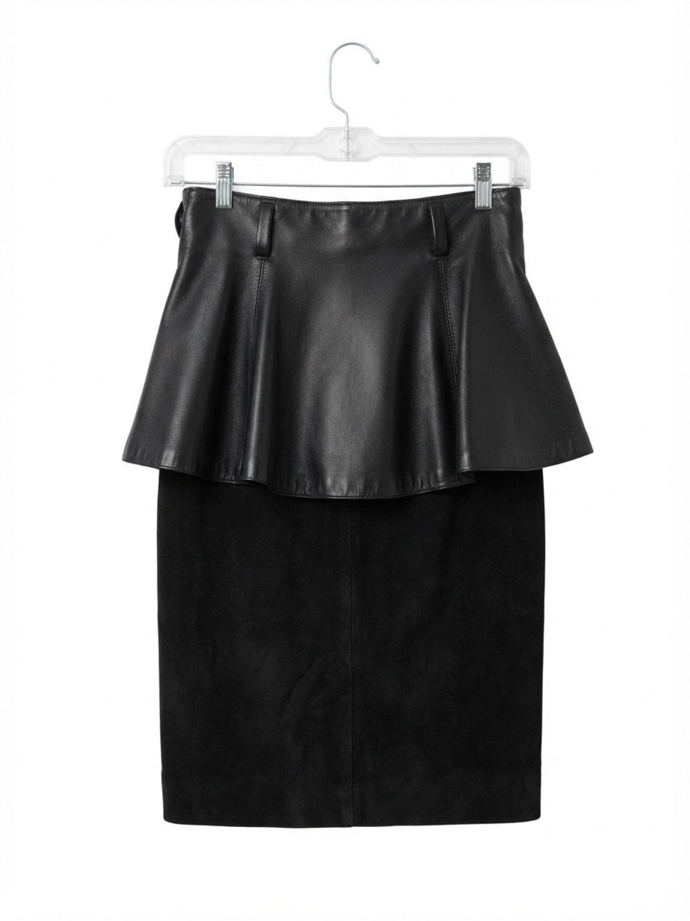 Rare Vintage leather skirt High Waisted Peplum  | Pencil, made in USA sz Small